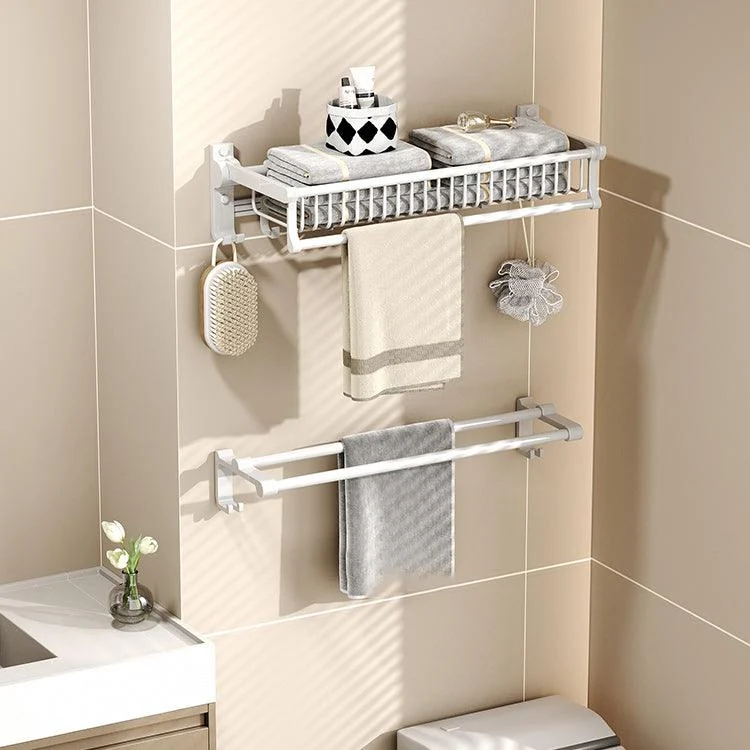 Modern Style Bathroom Accessory Set with Bath Shelf/Towel Bar/Toilet Brush in White -Bathlova