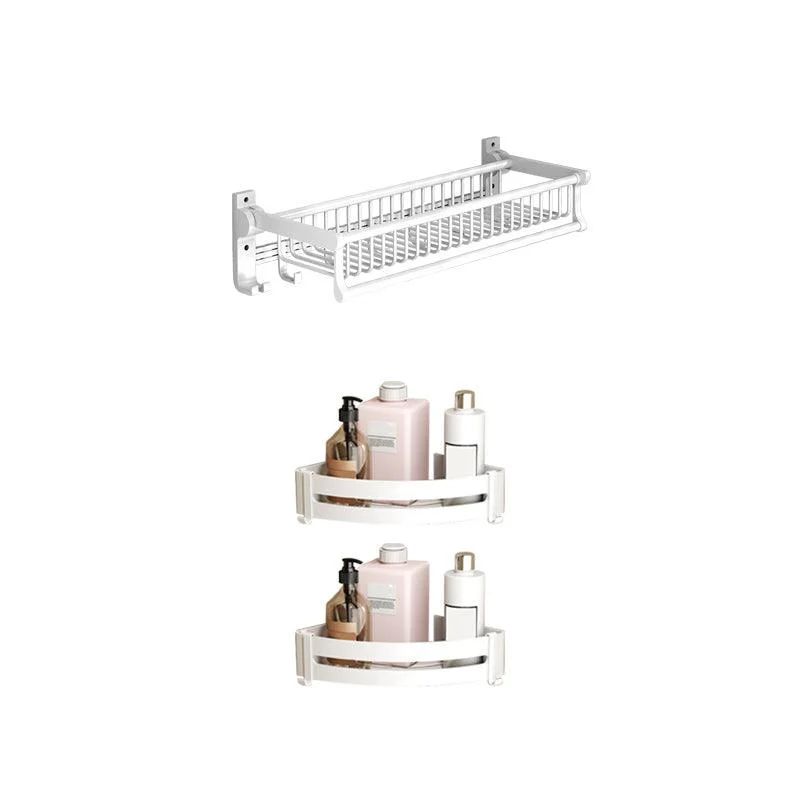 Modern Style Bathroom Accessory Set with Bath Shelf/Towel Bar/Toilet Brush in White -Bathlova