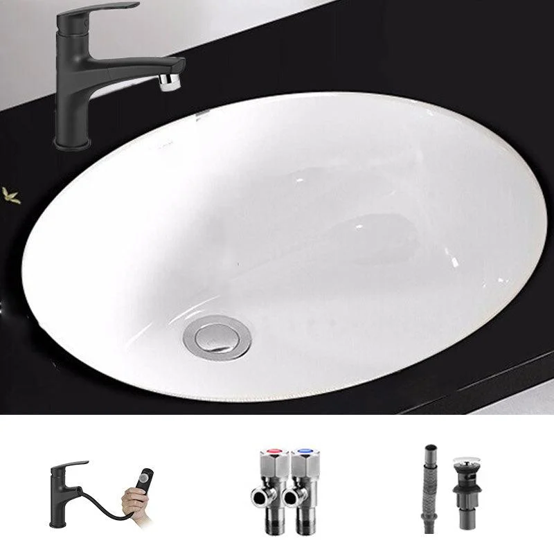 Modern Style Bathroom Sink Overflow Hole Design Oval Ceramic Bathroom Sink -Bathlova