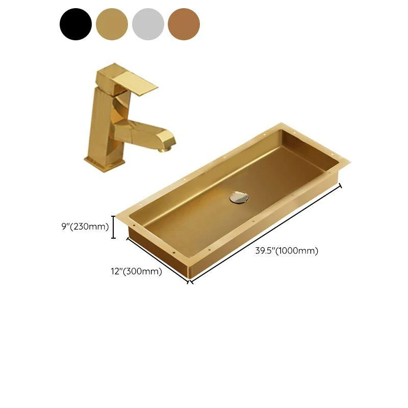 Modern Style Bathroom Sink Rectangular Metal Bathroom Sink with Tap -Bathlova