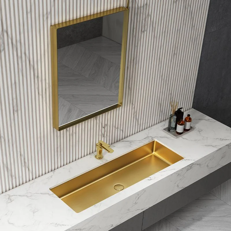 Modern Style Bathroom Sink Rectangular Metal Bathroom Sink with Tap -Bathlova