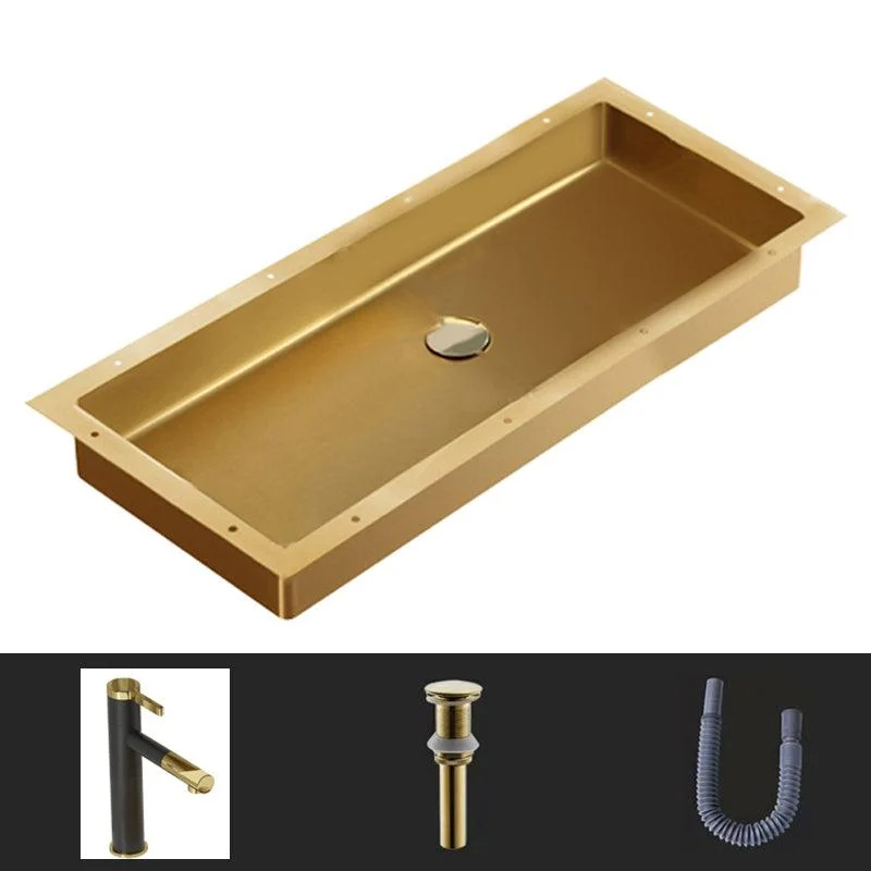 Modern Style Bathroom Sink Rectangular Metal Bathroom Sink with Tap -Bathlova