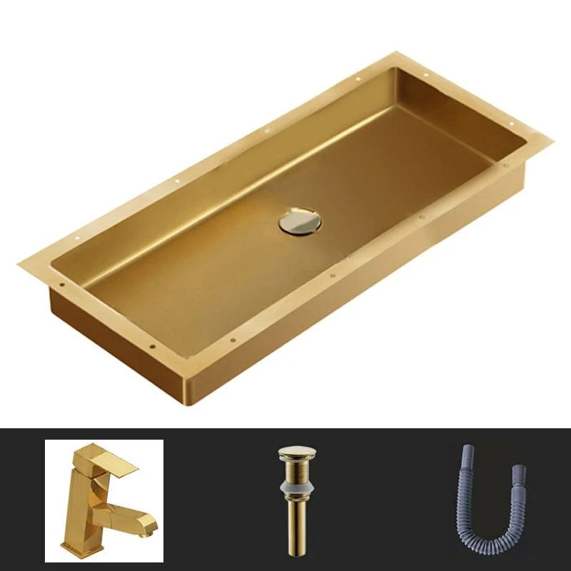 Modern Style Bathroom Sink Rectangular Metal Bathroom Sink with Tap -Bathlova