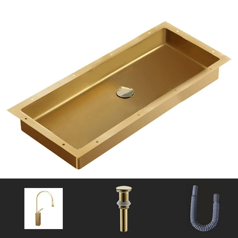 Modern Style Bathroom Sink Rectangular Metal Bathroom Sink with Tap -Bathlova