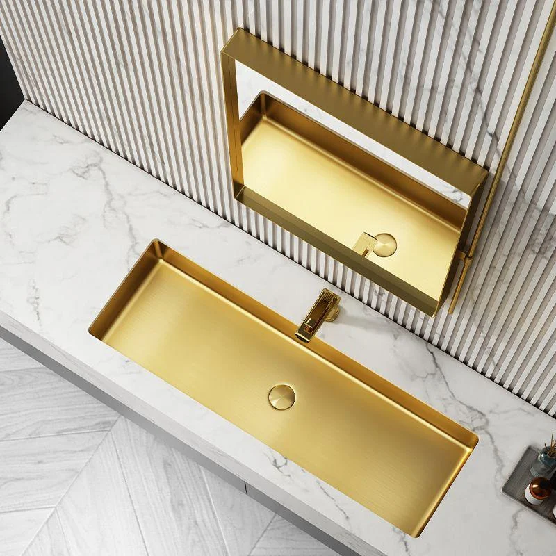 Modern Style Bathroom Sink Rectangular Metal Bathroom Sink with Tap -Bathlova