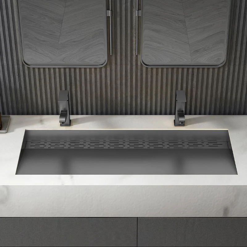 Modern Style Bathroom Sink Stainless Steel Rectangular Bathroom Sink with Hose -Bathlova