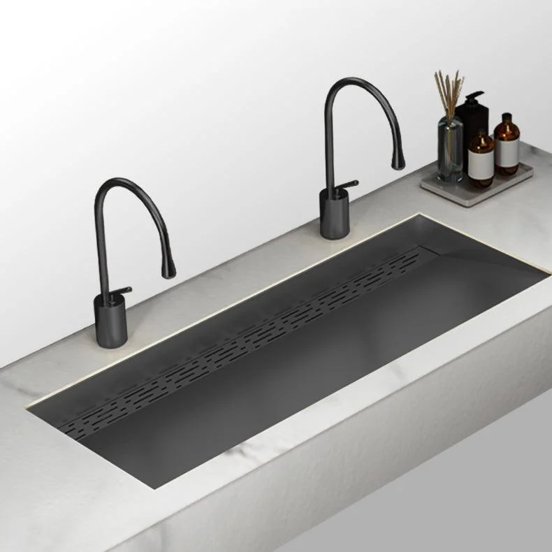 Modern Style Bathroom Sink Stainless Steel Rectangular Bathroom Sink with Hose -Bathlova