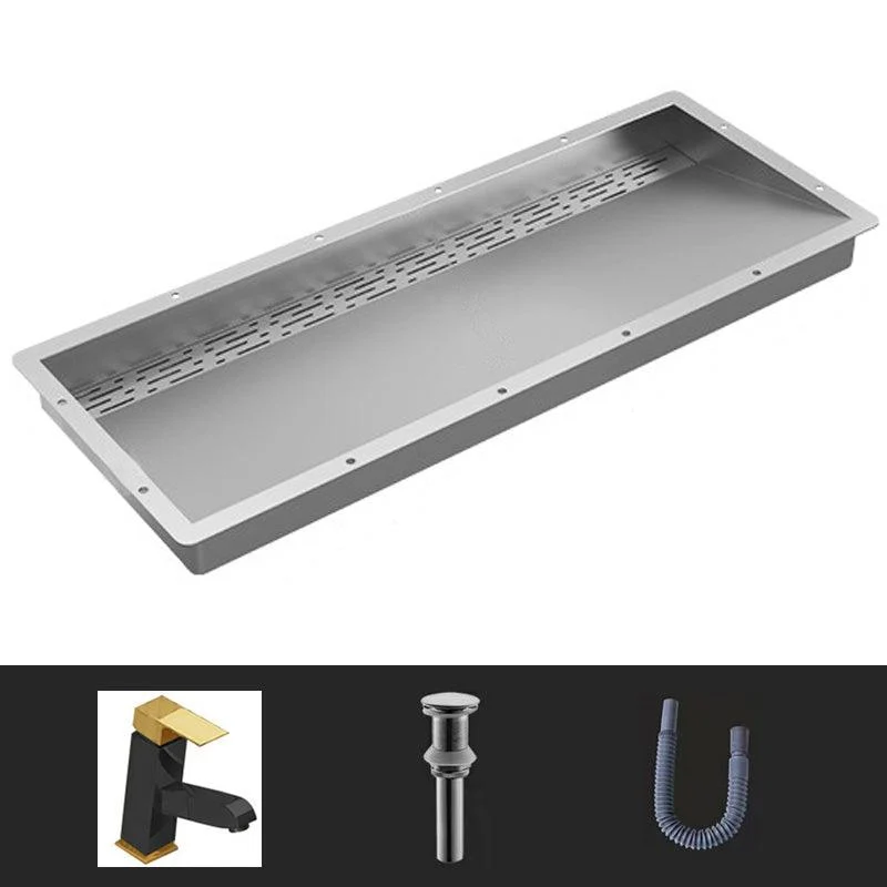 Modern Style Bathroom Sink Stainless Steel Rectangular Bathroom Sink with Hose -Bathlova