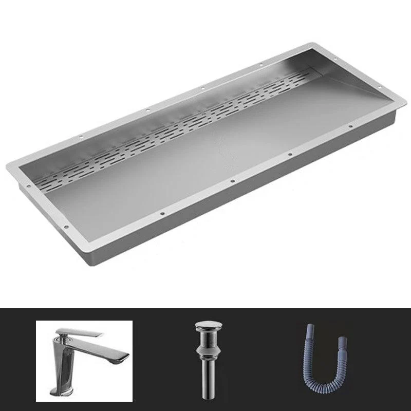 Modern Style Bathroom Sink Stainless Steel Rectangular Bathroom Sink with Hose -Bathlova