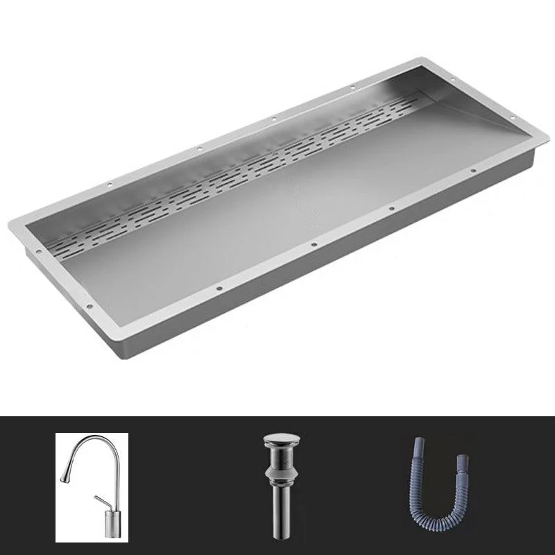 Modern Style Bathroom Sink Stainless Steel Rectangular Bathroom Sink with Hose -Bathlova