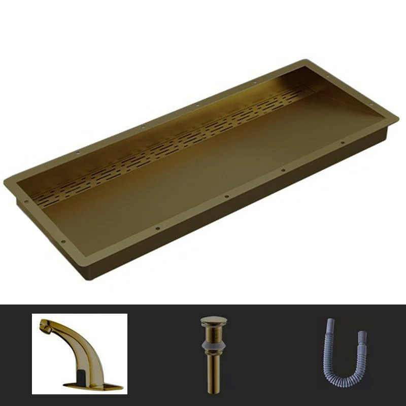 Modern Style Bathroom Sink Stainless Steel Rectangular Bathroom Sink with Hose -Bathlova