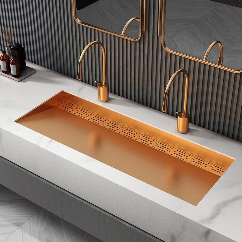 Modern Style Bathroom Sink Stainless Steel Rectangular Bathroom Sink with Hose -Bathlova