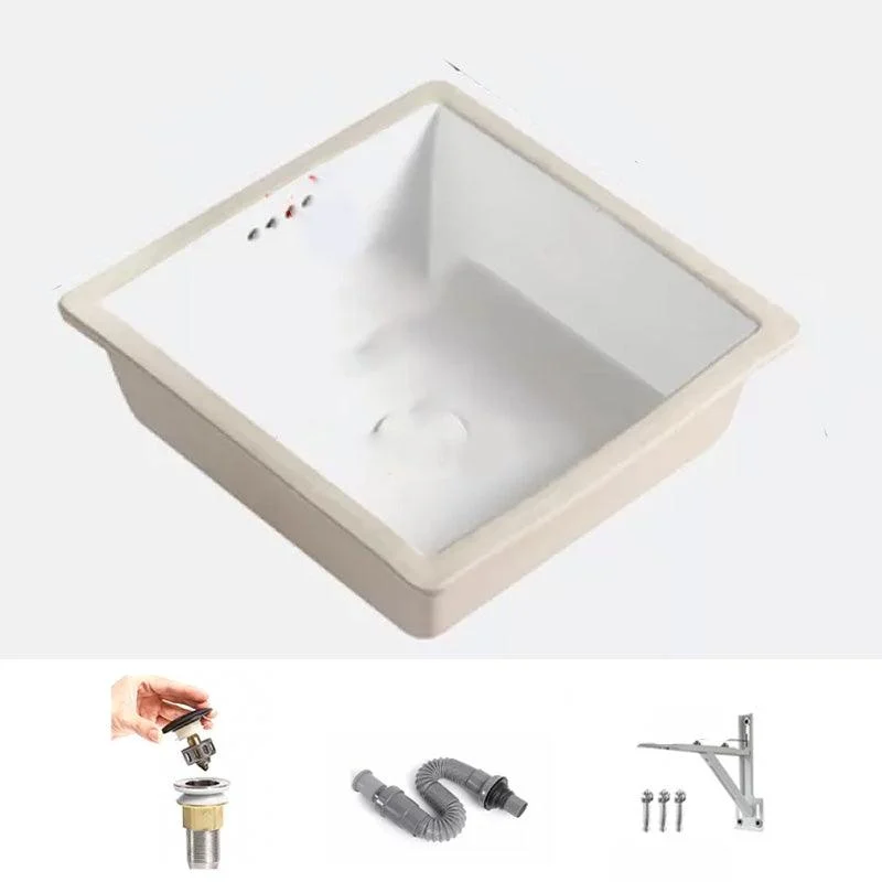 Modern Style Bathroom Sink Undermount Ceramic Bathroom Sink in White -Bathlova