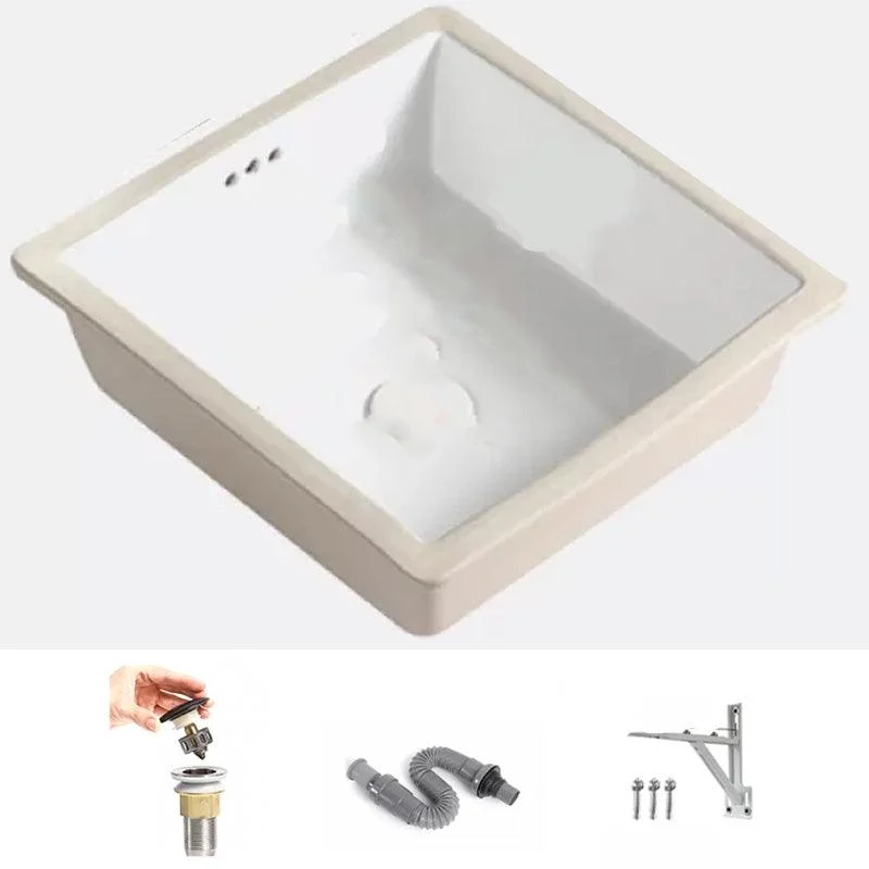 Modern Style Bathroom Sink Undermount Ceramic Bathroom Sink in White -Bathlova