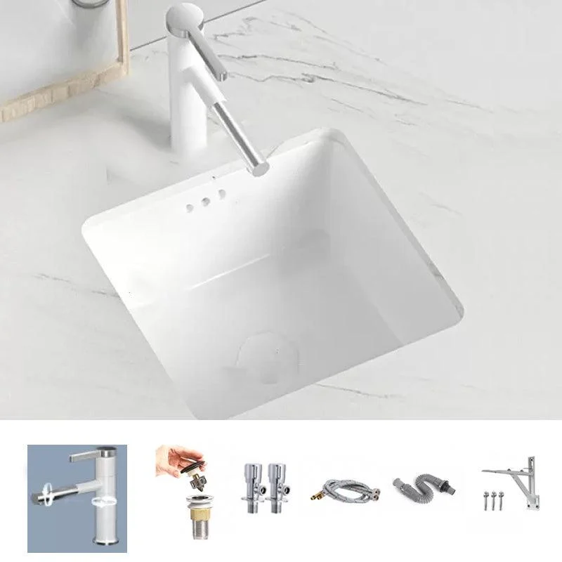 Modern Style Bathroom Sink Undermount Ceramic Bathroom Sink in White -Bathlova