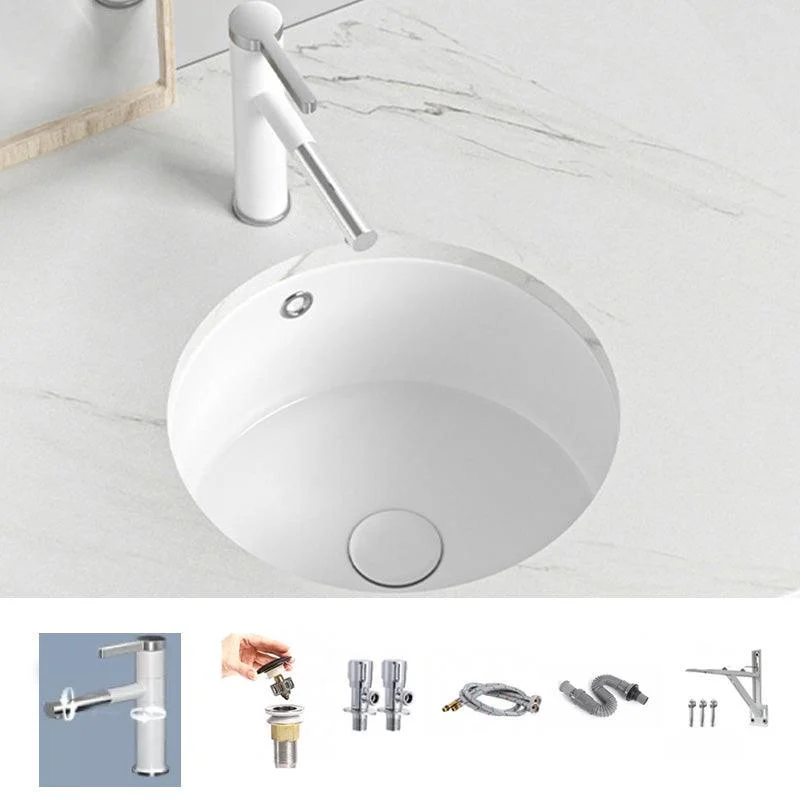 Modern Style Bathroom Sink Undermount Ceramic Bathroom Sink in White -Bathlova