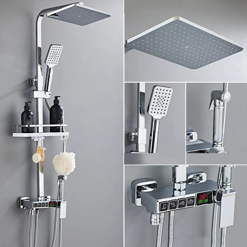 Modern Style Brass Shower System Adjustable Spray Pattern Wall Mounted Shower Combo -Bathlova