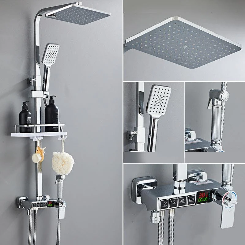 Modern Style Brass Shower System Adjustable Spray Pattern Wall Mounted Shower Combo -Bathlova