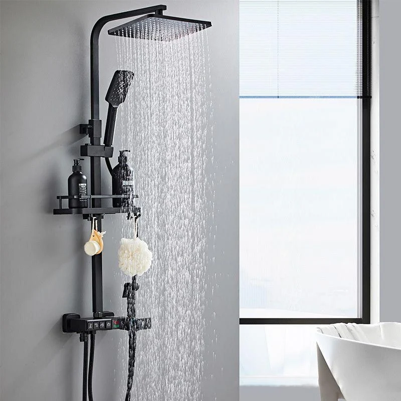 Modern Style Brass Shower System Adjustable Spray Pattern Wall Mounted Shower Combo -Bathlova