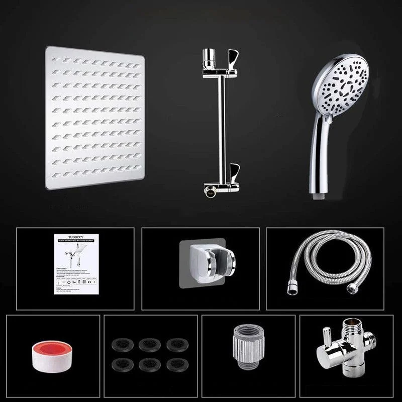 Modern Style Dual Shower Head 9-Spray Silver Wall-Mount Showerhead -Bathlova