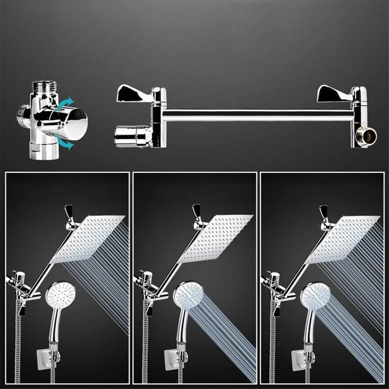 Modern Style Dual Shower Head 9-Spray Silver Wall-Mount Showerhead -Bathlova