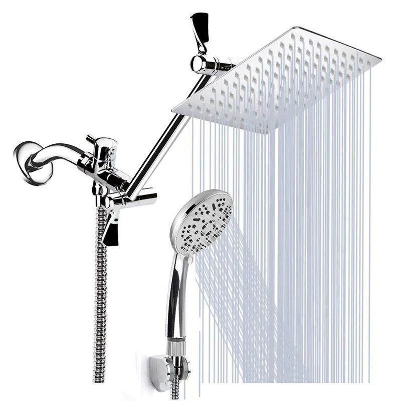 Modern Style Dual Shower Head 9-Spray Silver Wall-Mount Showerhead -Bathlova