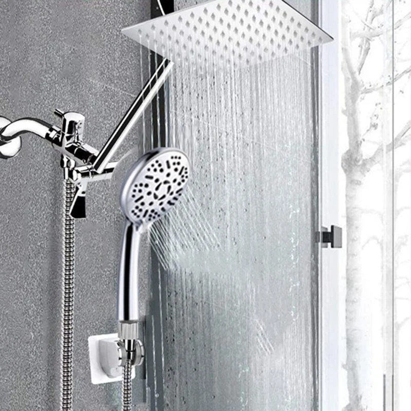 Modern Style Dual Shower Head 9-Spray Silver Wall-Mount Showerhead -Bathlova