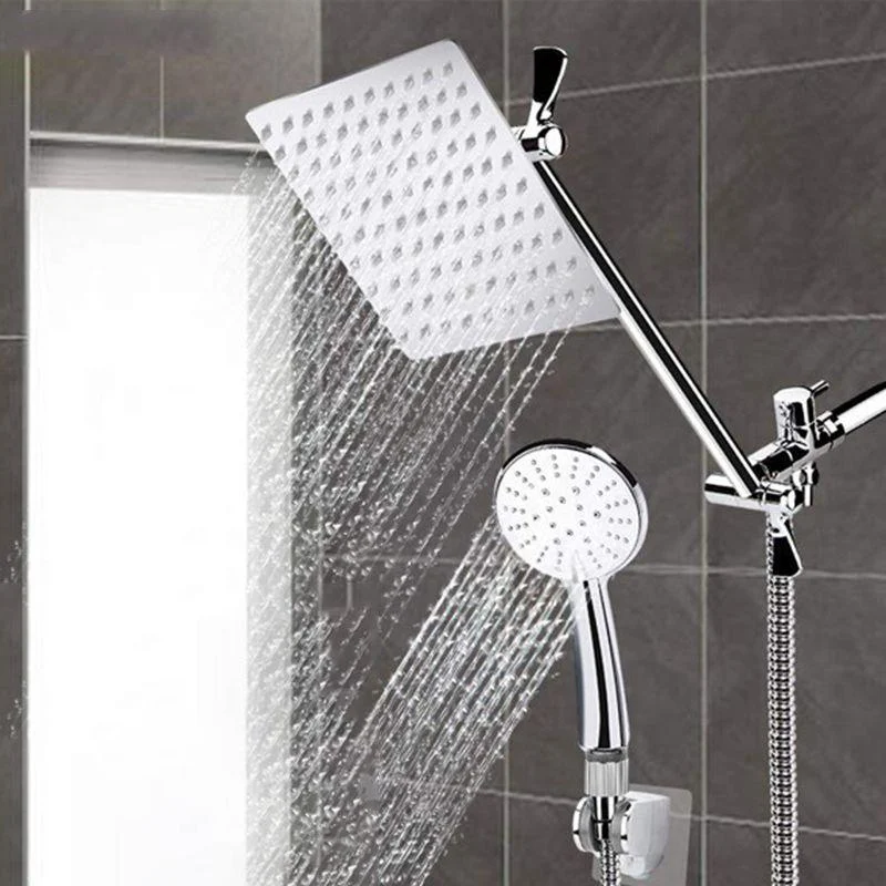 Modern Style Dual Shower Head 9-Spray Silver Wall-Mount Showerhead -Bathlova