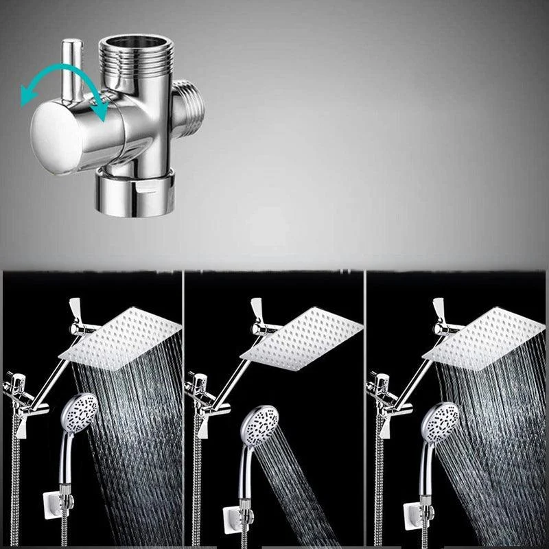 Modern Style Dual Shower Head 9-Spray Silver Wall-Mount Showerhead -Bathlova