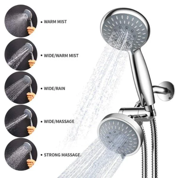 Modern Style Dual Shower Heads Wall Mounted Round Metal Dual Shower -Bathlova