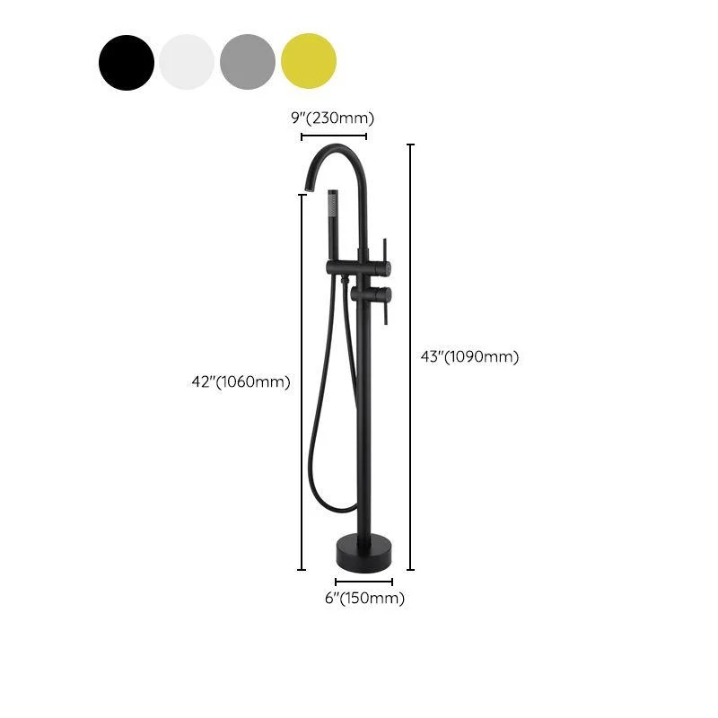 Modern Style Freestanding Tub Filler Floor Mount Freestanding Tub Filler with Hand Shower -Bathlova