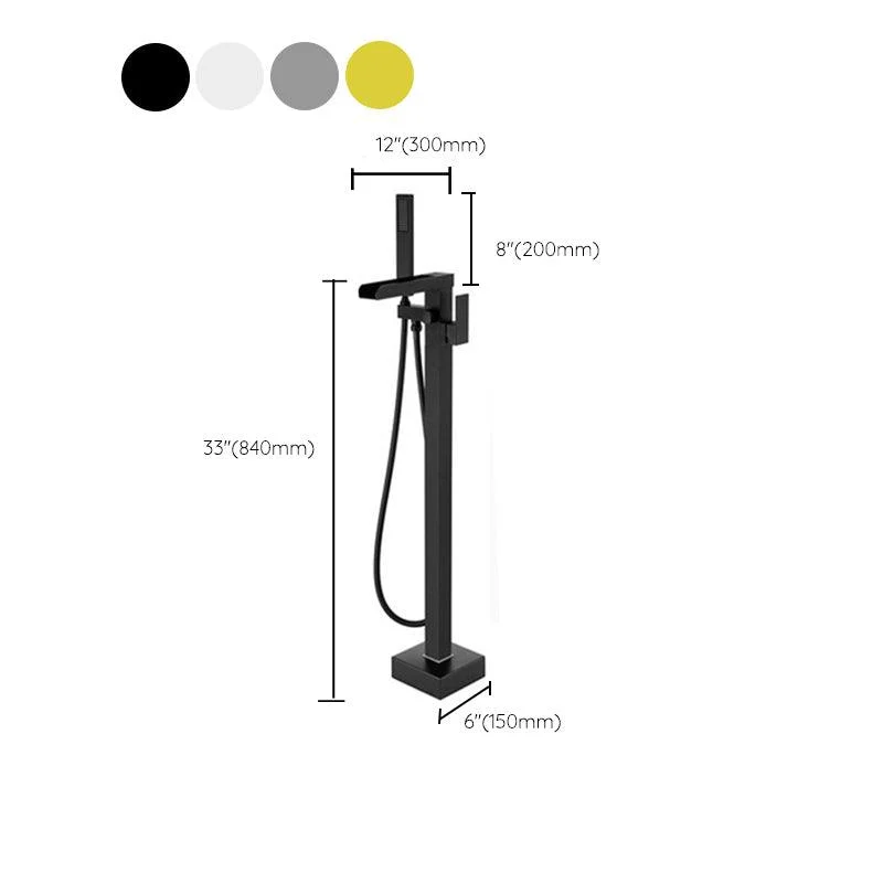 Modern Style Freestanding Tub Filler Floor Mount Freestanding Tub Filler with Hand Shower -Bathlova