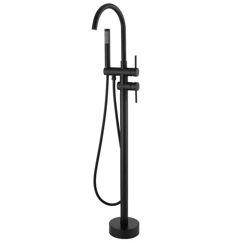 Modern Style Freestanding Tub Filler Floor Mount Freestanding Tub Filler with Hand Shower -Bathlova