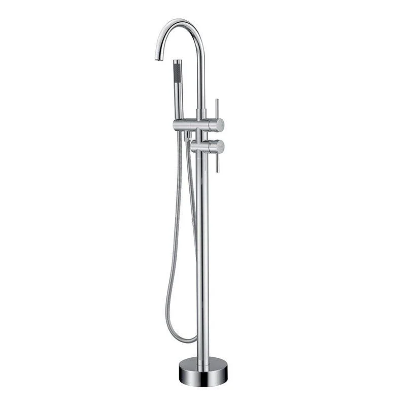 Modern Style Freestanding Tub Filler Floor Mount Freestanding Tub Filler with Hand Shower -Bathlova