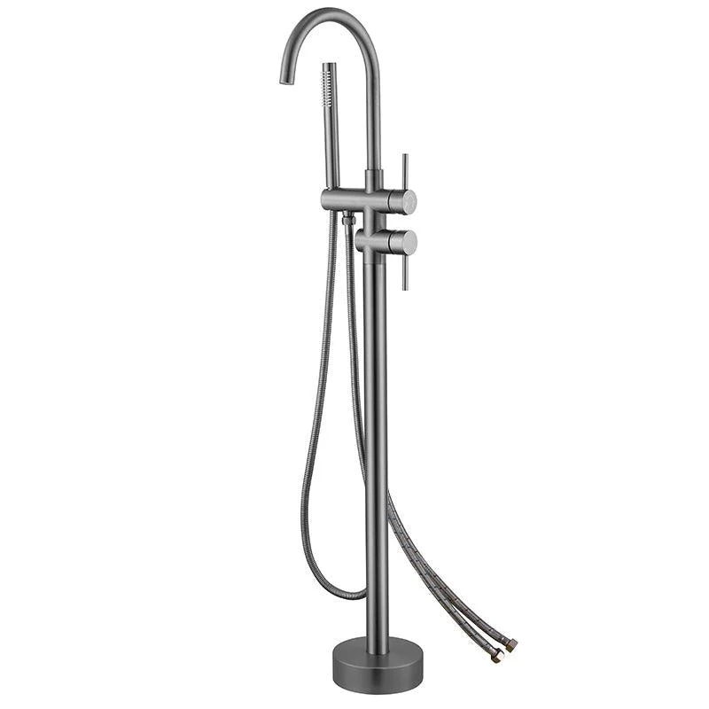 Modern Style Freestanding Tub Filler Floor Mount Freestanding Tub Filler with Hand Shower -Bathlova