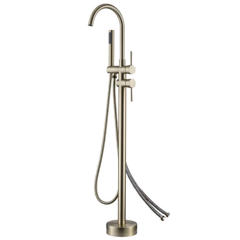 Modern Style Freestanding Tub Filler Floor Mount Freestanding Tub Filler with Hand Shower -Bathlova