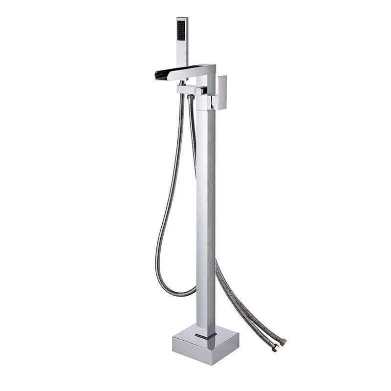 Modern Style Freestanding Tub Filler Floor Mount Freestanding Tub Filler with Hand Shower -Bathlova