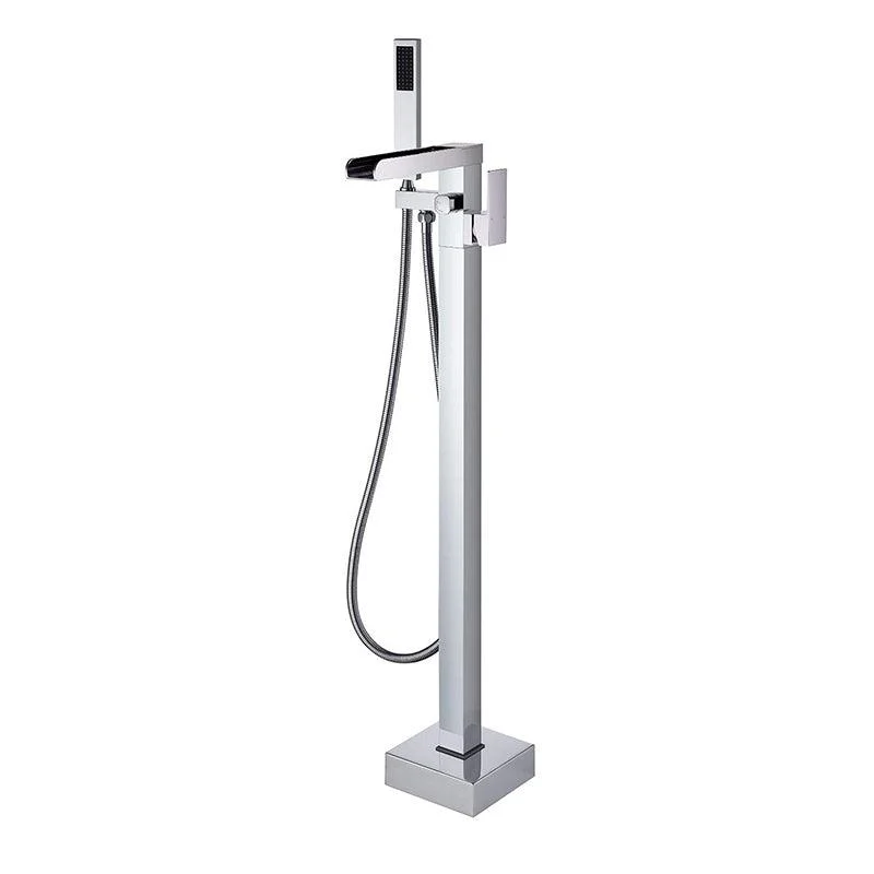 Modern Style Freestanding Tub Filler Floor Mount Freestanding Tub Filler with Hand Shower -Bathlova