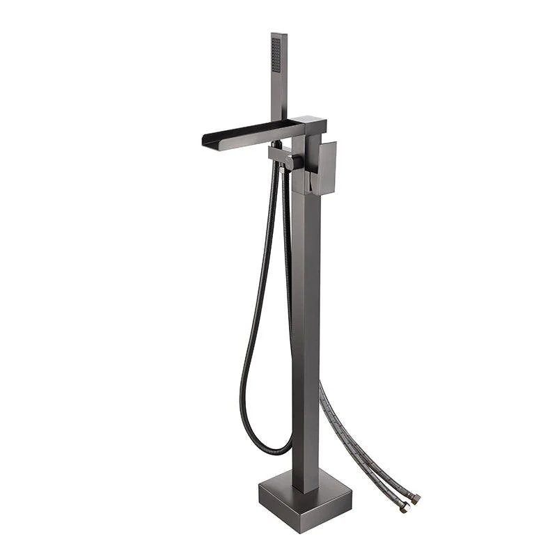 Modern Style Freestanding Tub Filler Floor Mount Freestanding Tub Filler with Hand Shower -Bathlova