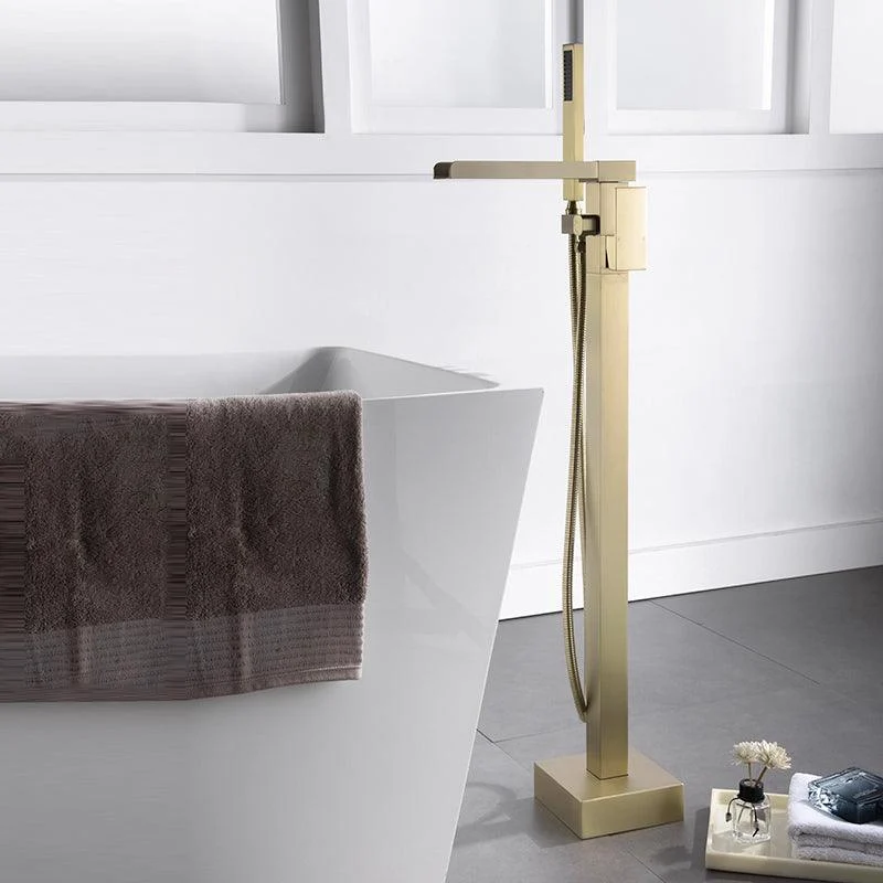 Modern Style Freestanding Tub Filler Floor Mount Freestanding Tub Filler with Hand Shower -Bathlova