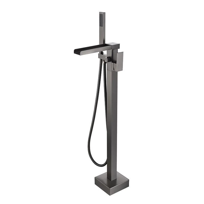 Modern Style Freestanding Tub Filler Floor Mount Freestanding Tub Filler with Hand Shower -Bathlova