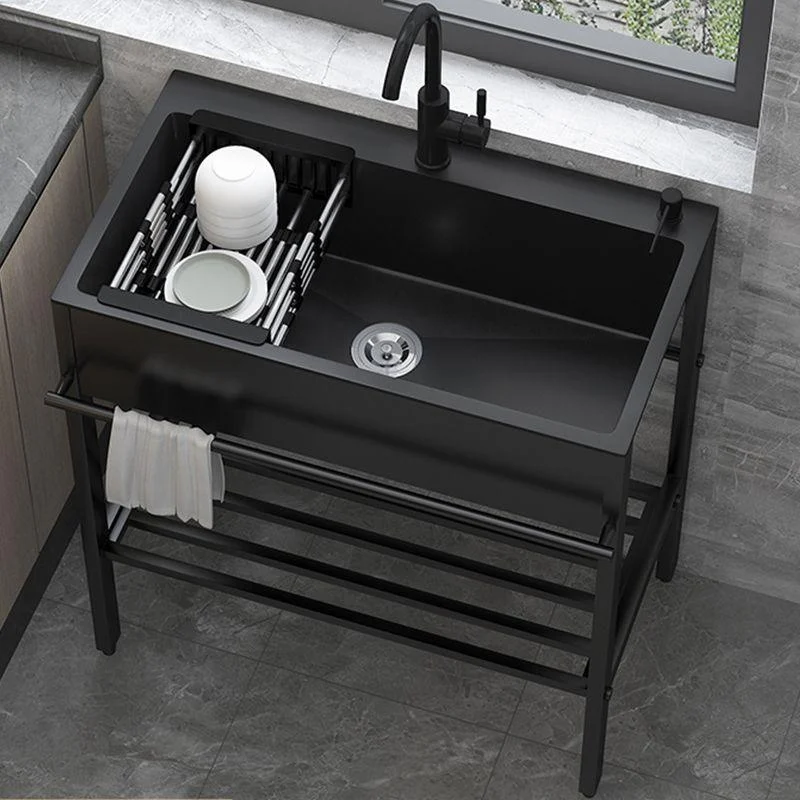 Modern Style Kitchen Sink All-in-one Black Kitchen Sink with Drain Assembly -Bathlova