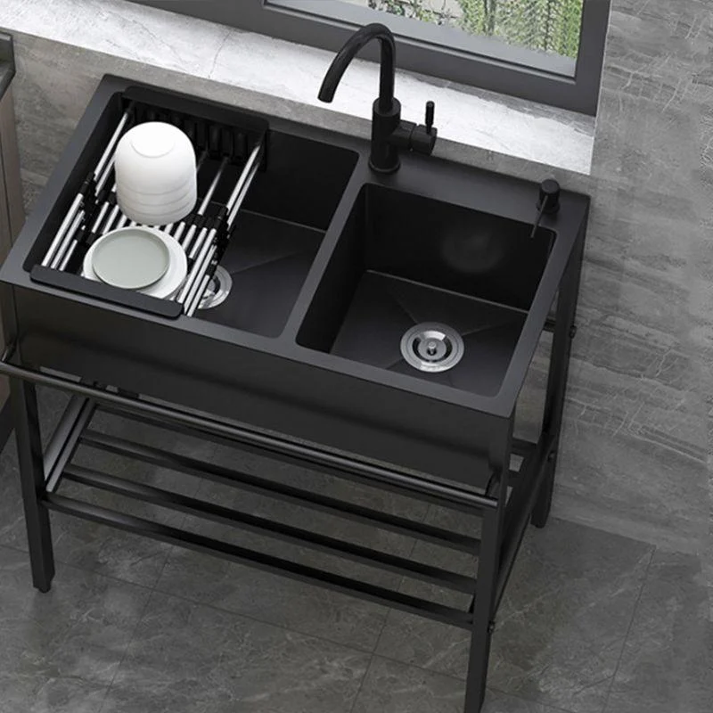 Modern Style Kitchen Sink All-in-one Black Kitchen Sink with Drain Assembly -Bathlova