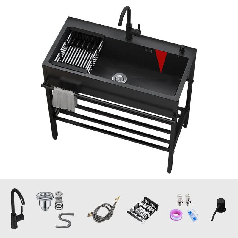 Modern Style Kitchen Sink All-in-one Black Kitchen Sink with Drain Assembly -Bathlova