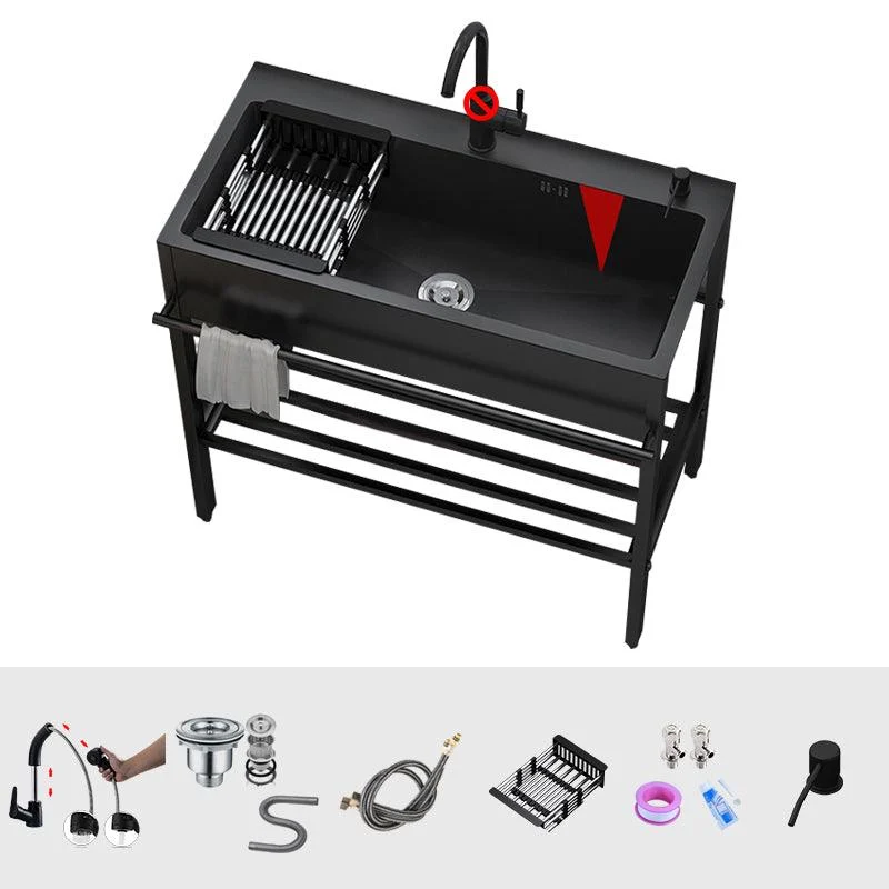 Modern Style Kitchen Sink All-in-one Black Kitchen Sink with Drain Assembly -Bathlova