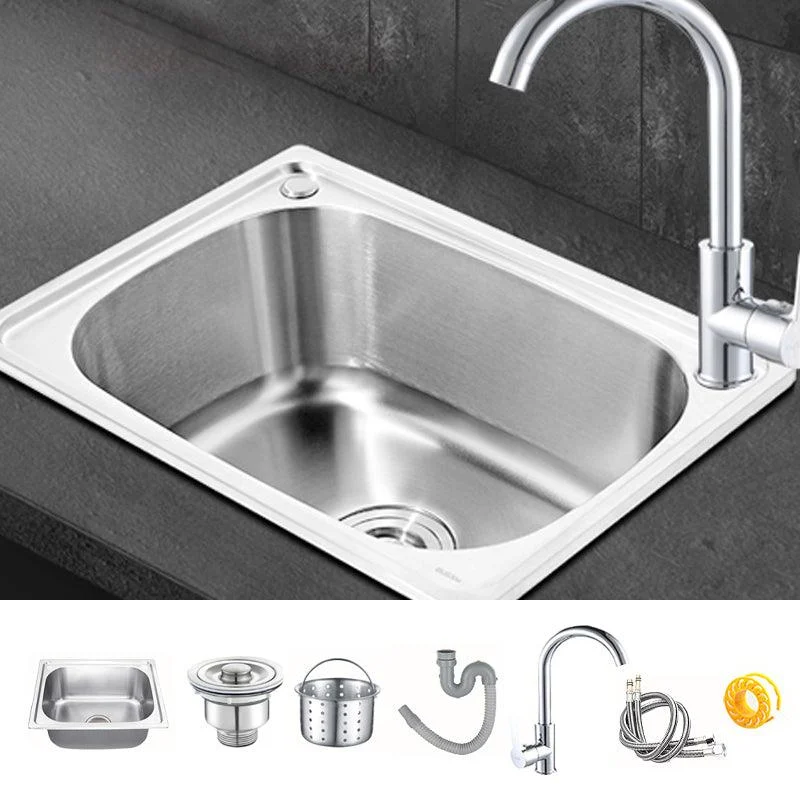 Modern Style Kitchen Sink Dirt Resistant Drop-In Kitchen Sink with Drain Assembly -Bathlova