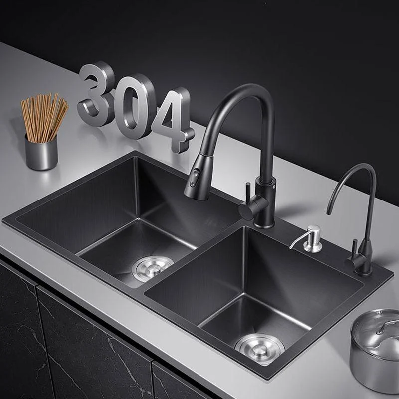 Modern Style Kitchen Sink Drop-In Corrosion Resistant Kitchen Double Sink -Bathlova