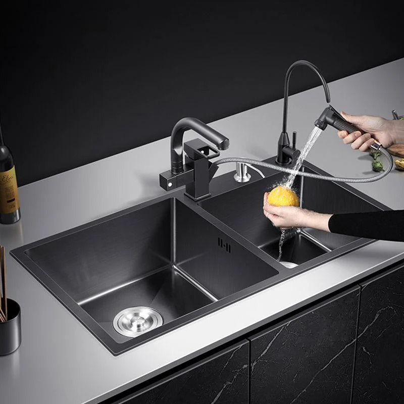 Modern Style Kitchen Sink Drop-In Corrosion Resistant Kitchen Double Sink -Bathlova