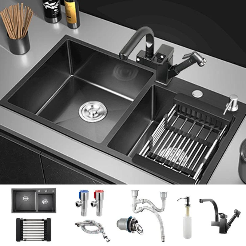 Modern Style Kitchen Sink Drop-In Corrosion Resistant Kitchen Double Sink -Bathlova