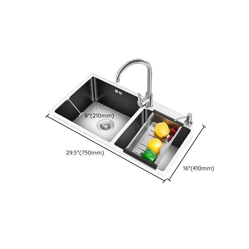 Modern Style Kitchen Sink Drop-In Kitchen Double Sink with Soundproofing -Bathlova